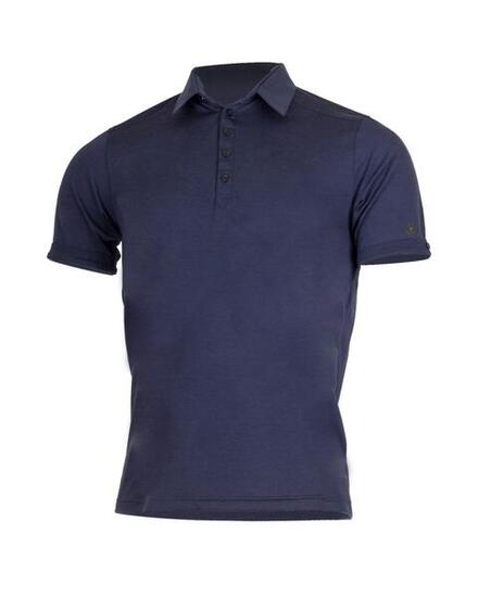 Polo da ciclismo in lana merino maniche corte - blu scuro