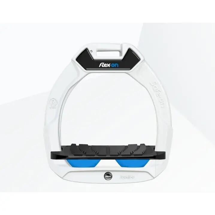 Kids' Inclined Grip Safety Riding Stirrups White/Black/Blue Flex-On Safe-On