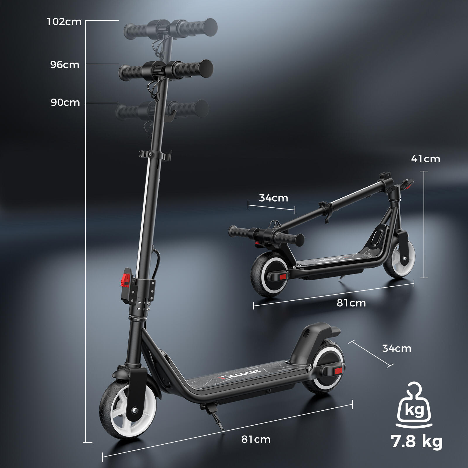 Trottinette Électrique Enfant Pliable et Réglable,Lumières LED,Bluetooth 8/11