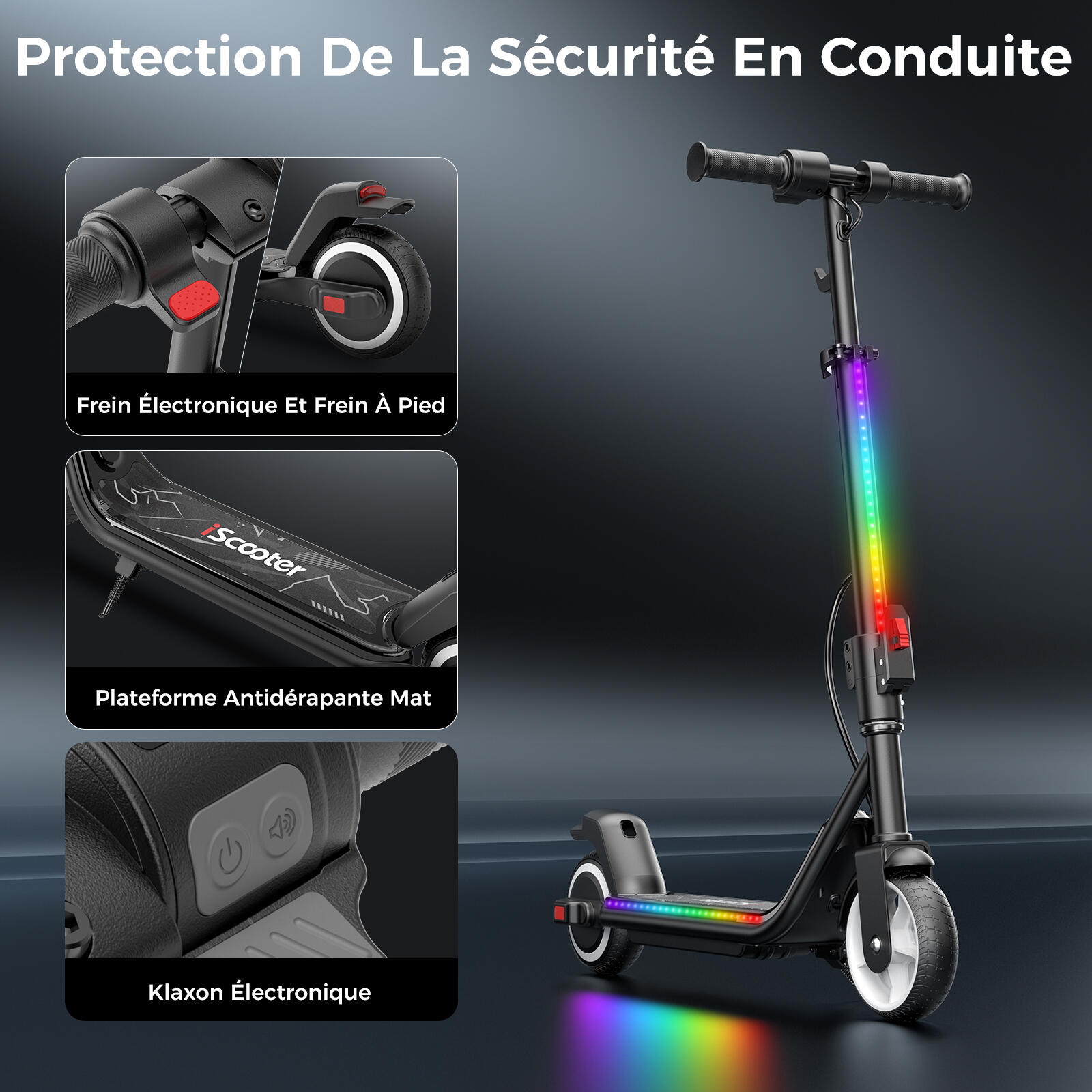 Trottinette Électrique Enfant Pliable et Réglable,Lumières LED,Bluetooth 4/11