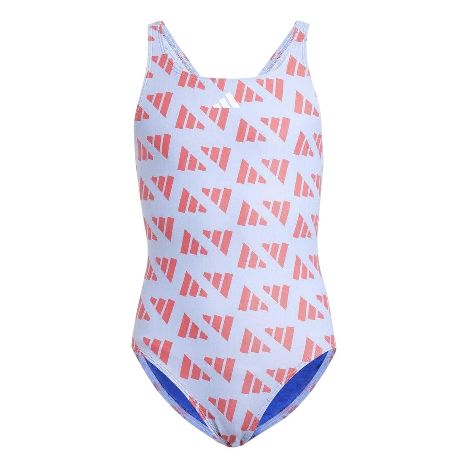 Adidas Girls Graphic Print Logo One Piece Swimsuit