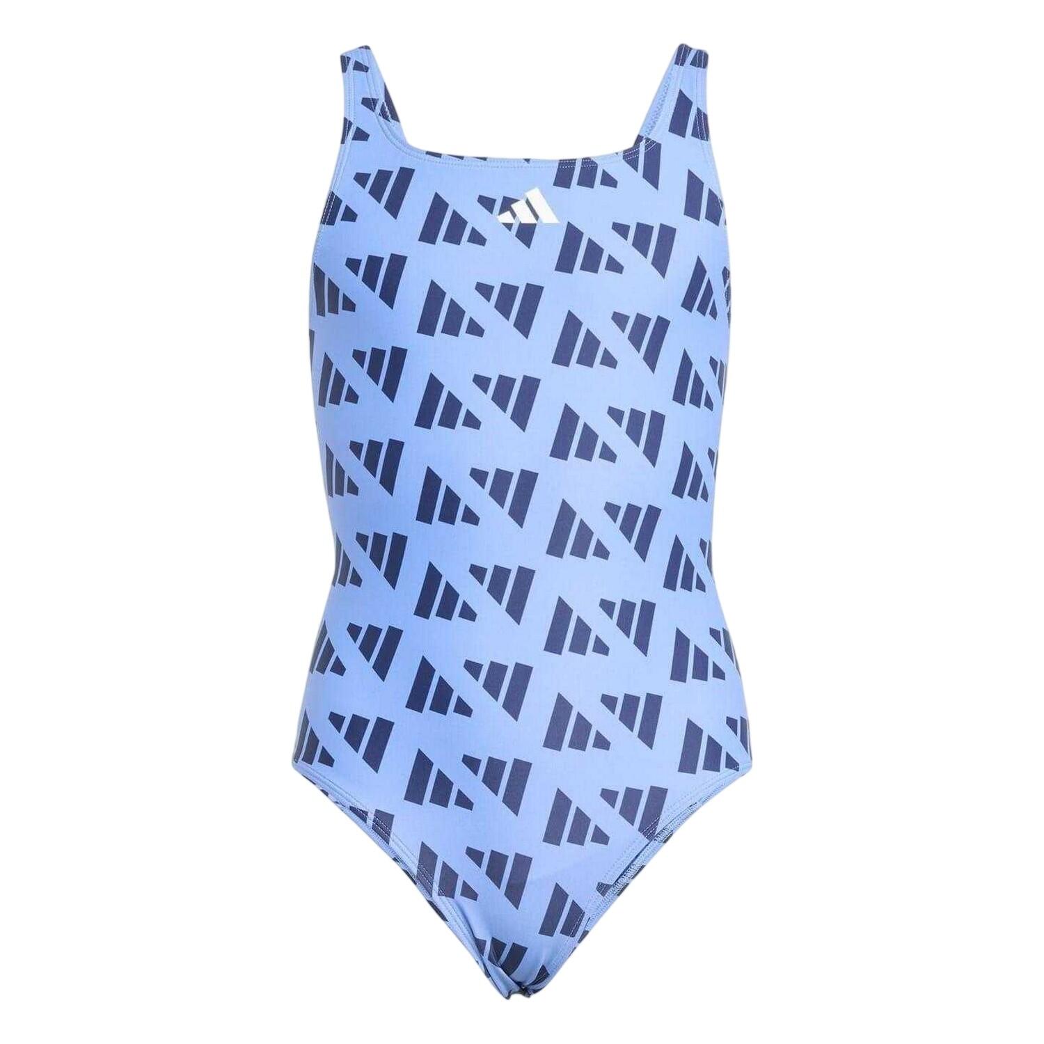 Adidas Girls Graphic Print Logo One Piece Swimsuit