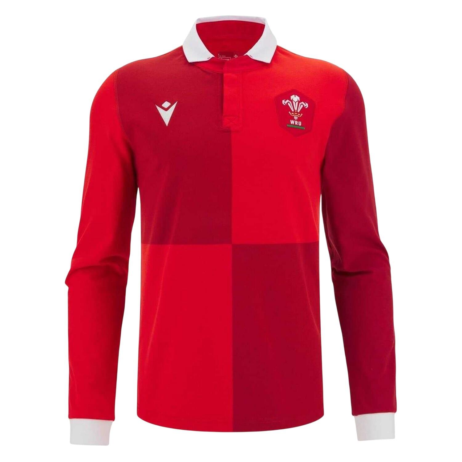 Macron Mens 2025 Wales RU Long-Sleeved Home Shirt