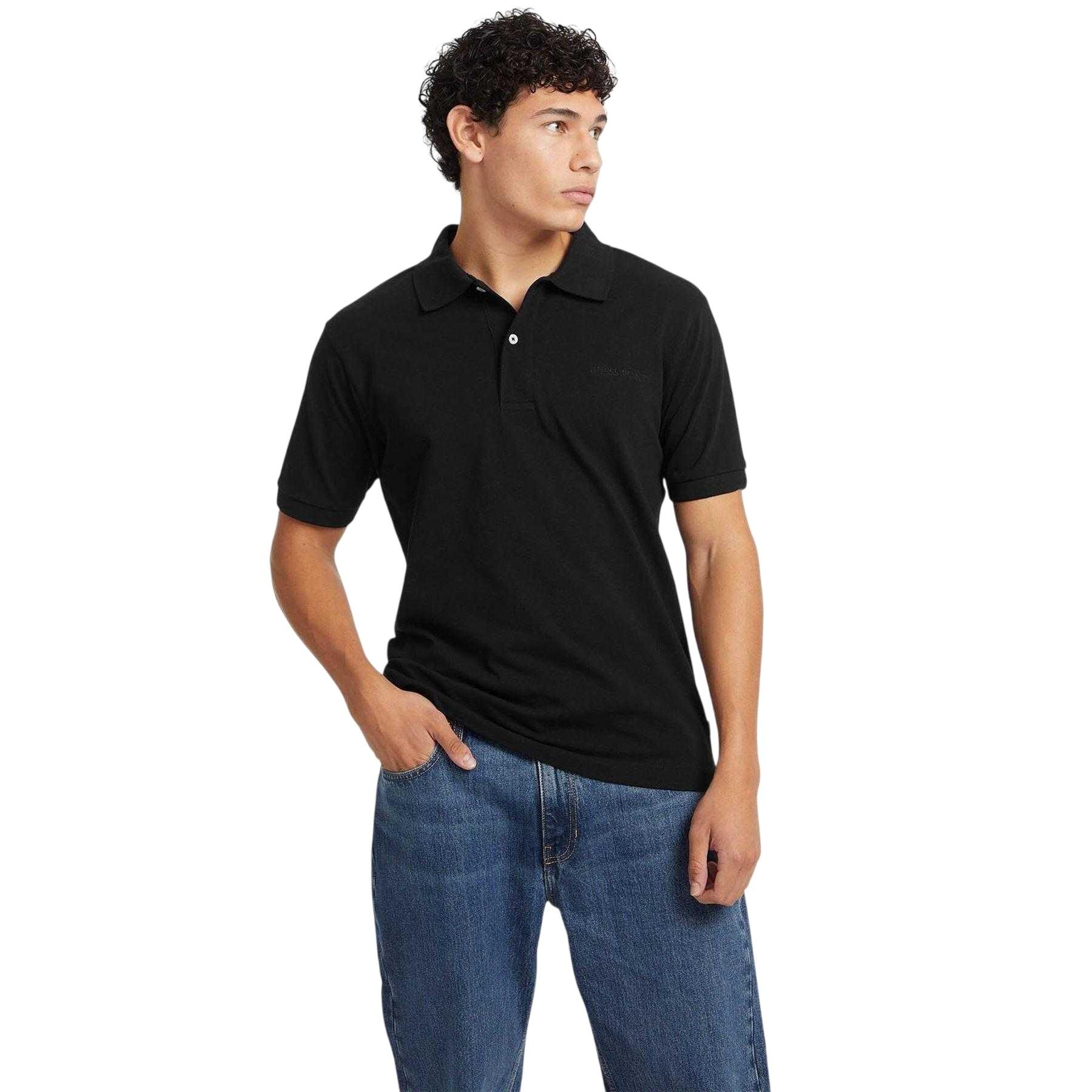 Guess Mens Embroidered Logo Short-Sleeved Polo Shirt