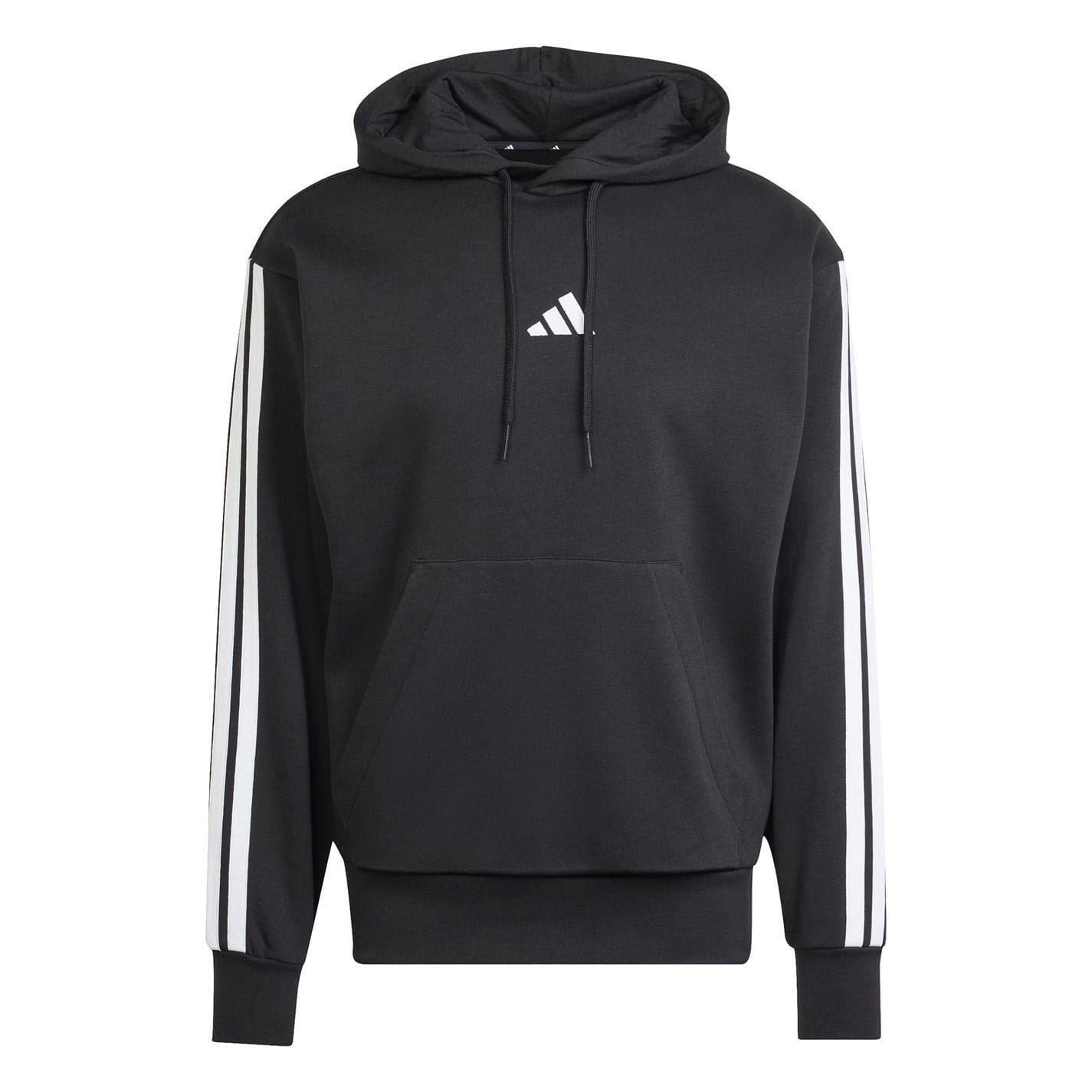 Adidas Mens Essentials 3 Stripes Fleece Logo Hoodie