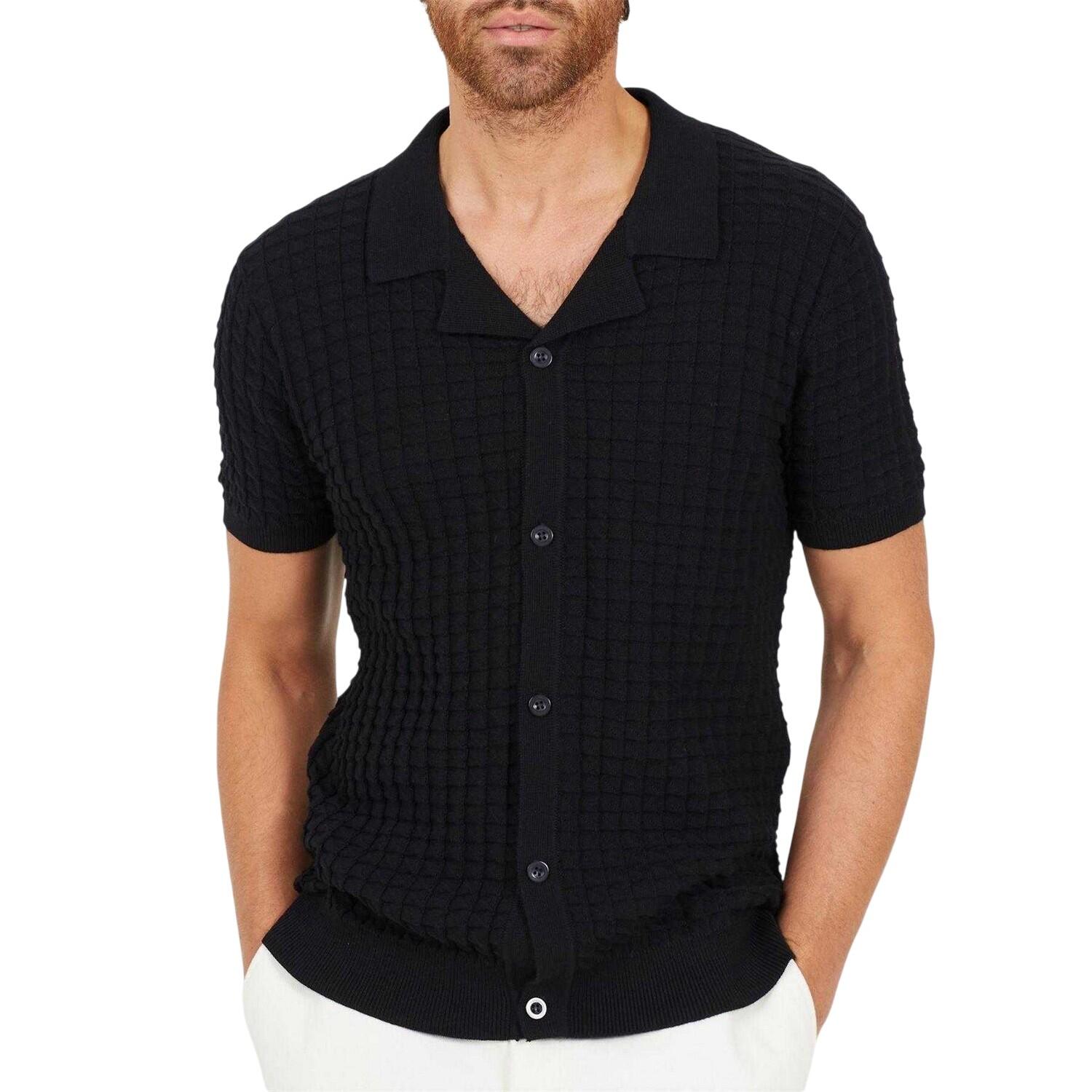 Brave Soul Mens Jacquard Revere Collar Shirt