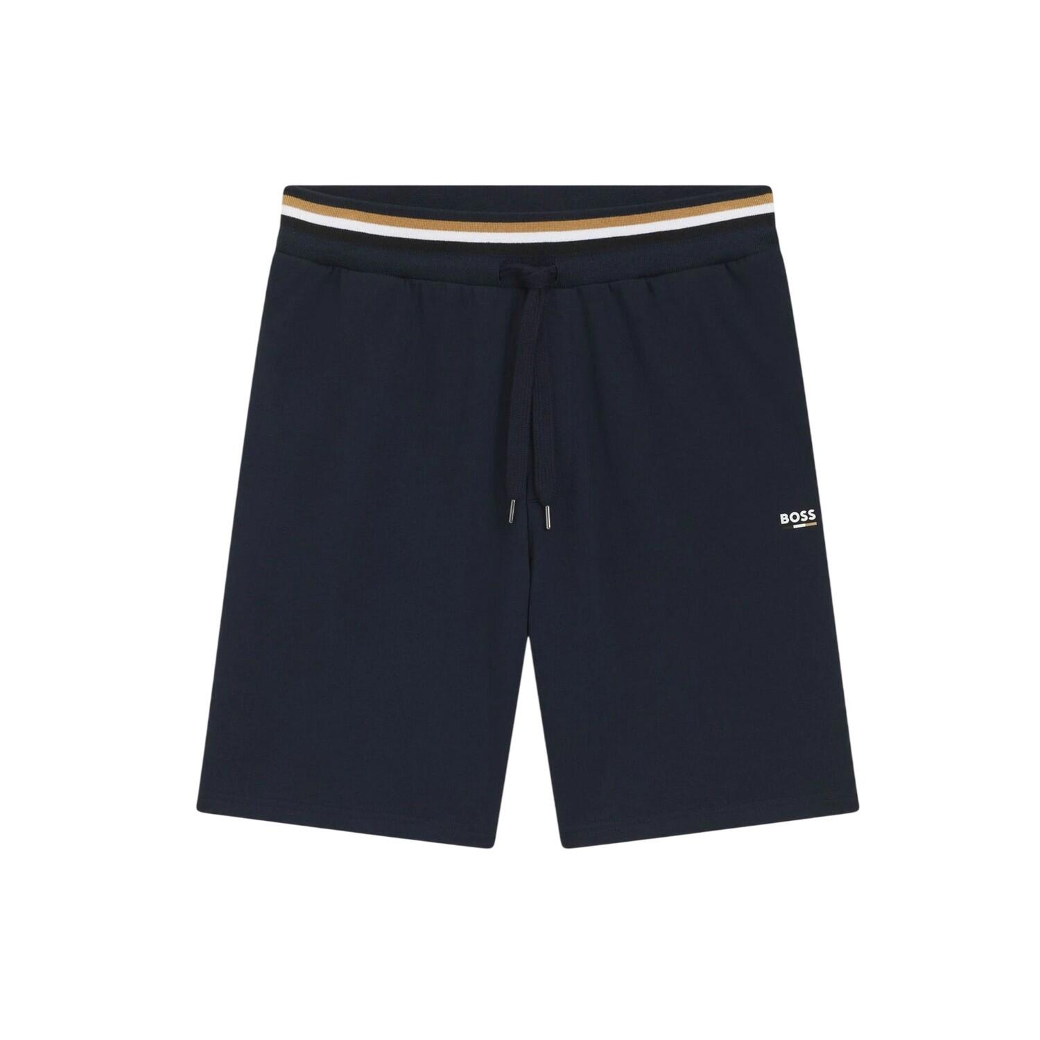 Boss Mens Fleece Striped Tapered Sweat Shorts