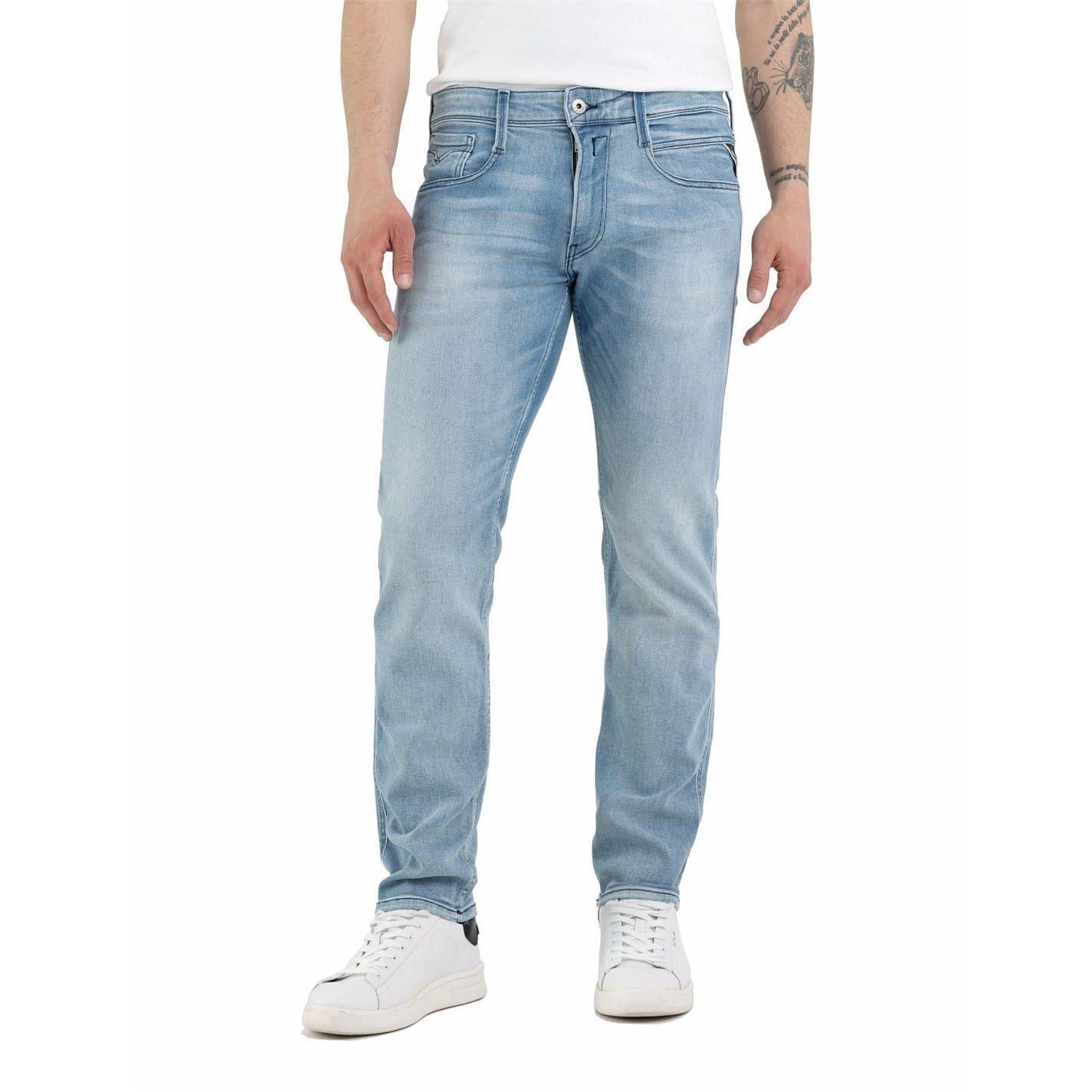 Replay Mens Anbass Cotton Blend Slim Jeans