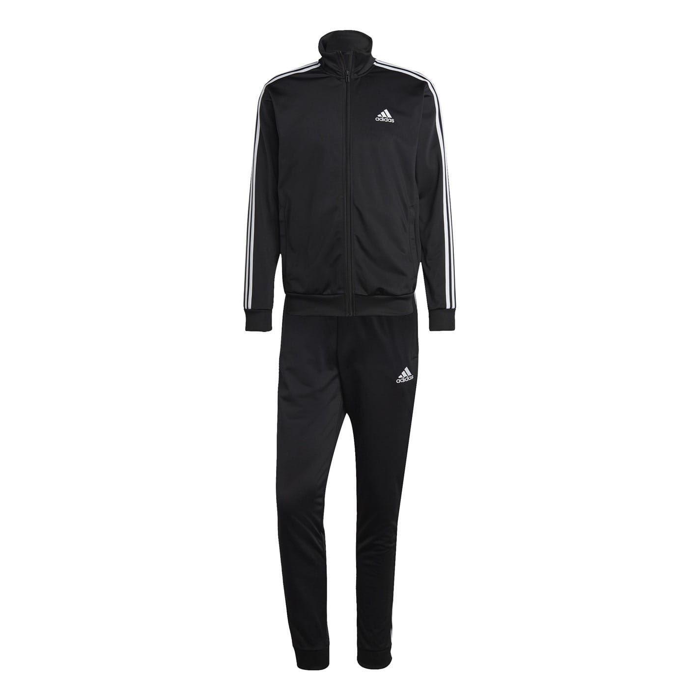 Adidas Mens Essentials 3 Stripes Tricot Full Zip Tracksuit Set
