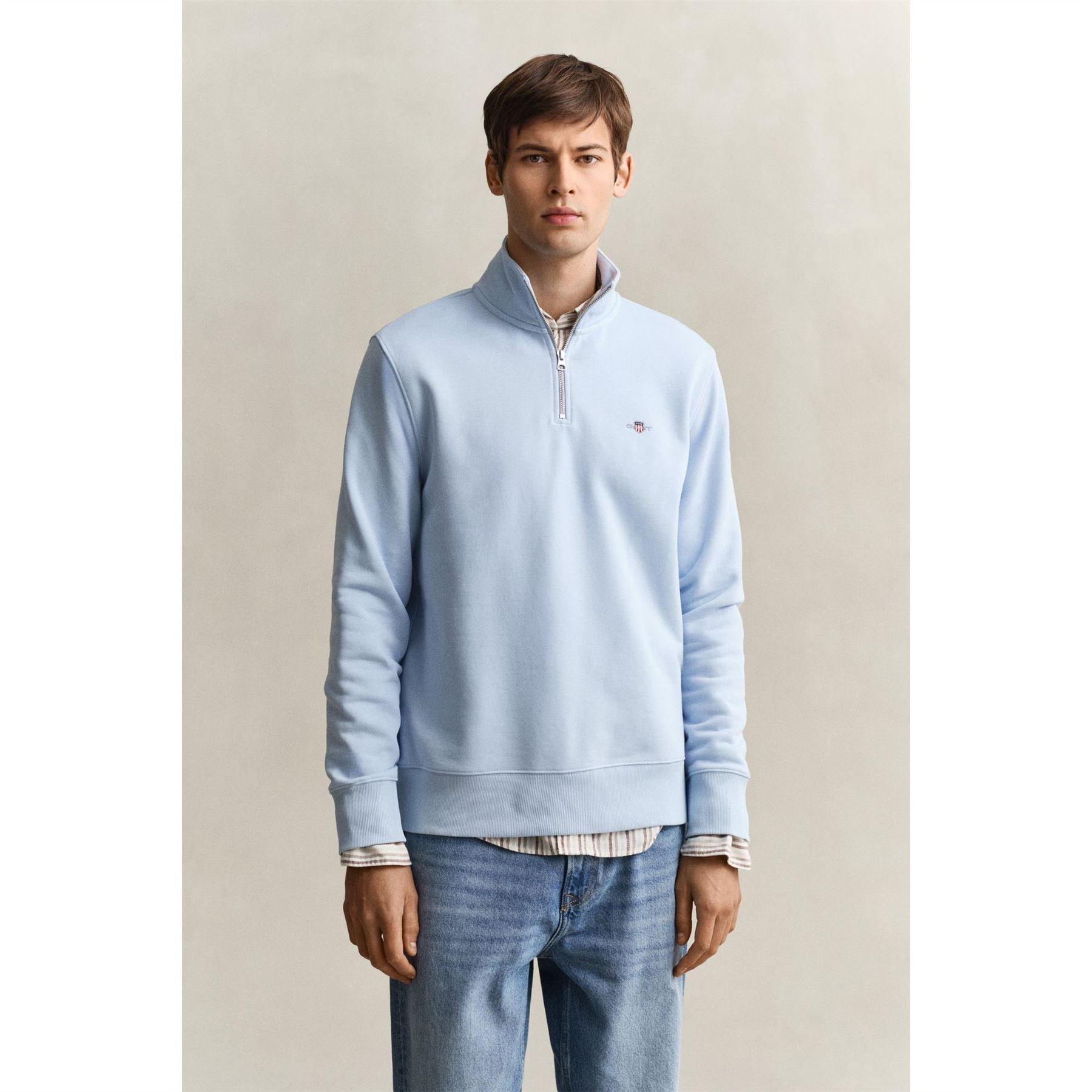 Gant Mens Embroidered Logo Half Zip Sweatshirt