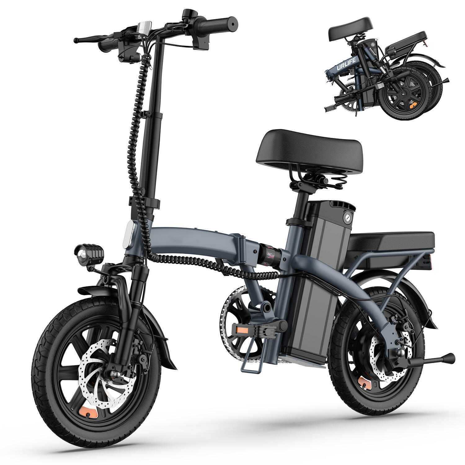 URLIFE F1L 14-inch opvouwbare elektrische fiets met 48V 7.5Ah-accu 250W-motor 7/7