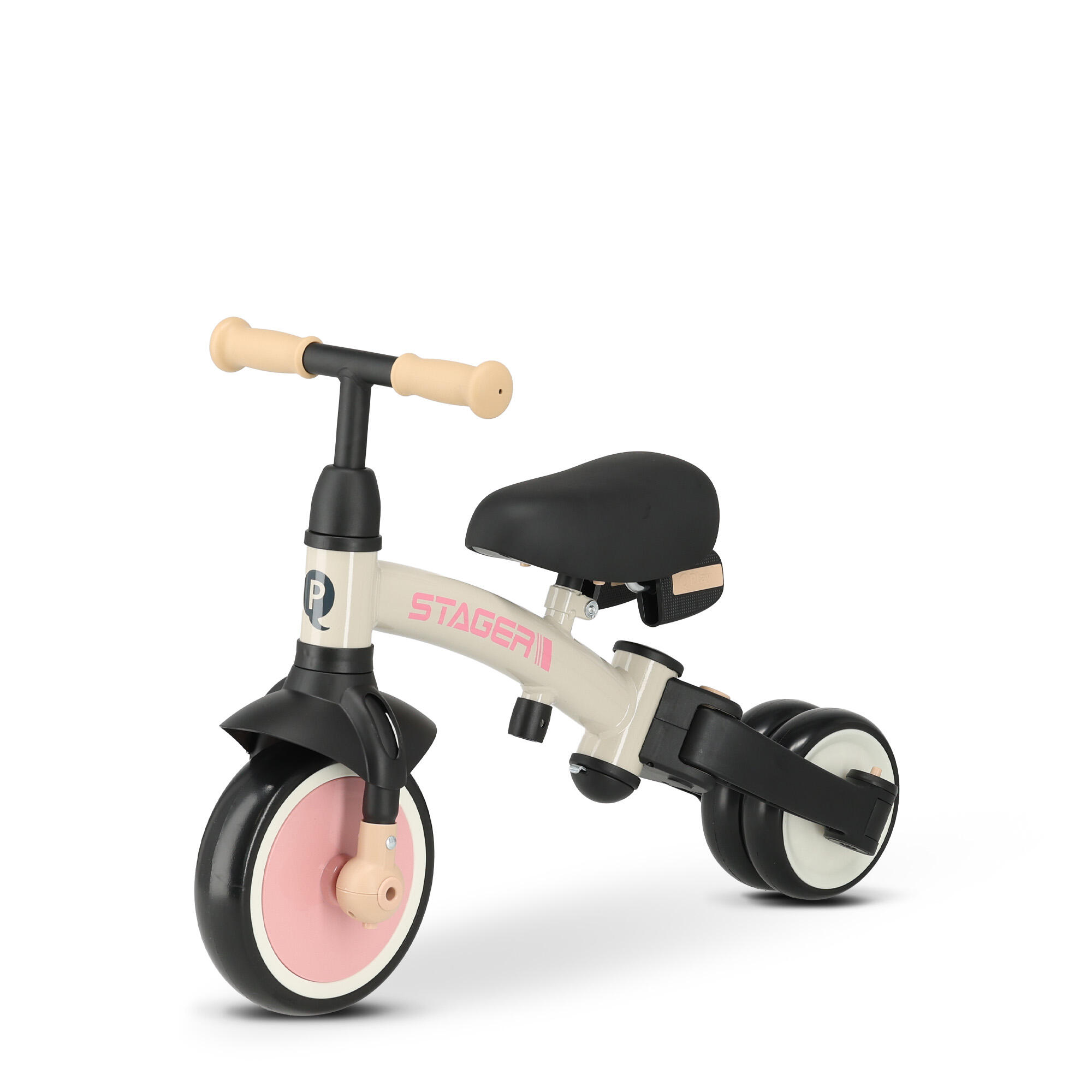 Tricycle Qplay Stager avec Barre Parentale - Tricycle Évolutif 3-en-1 - Rose 8/10