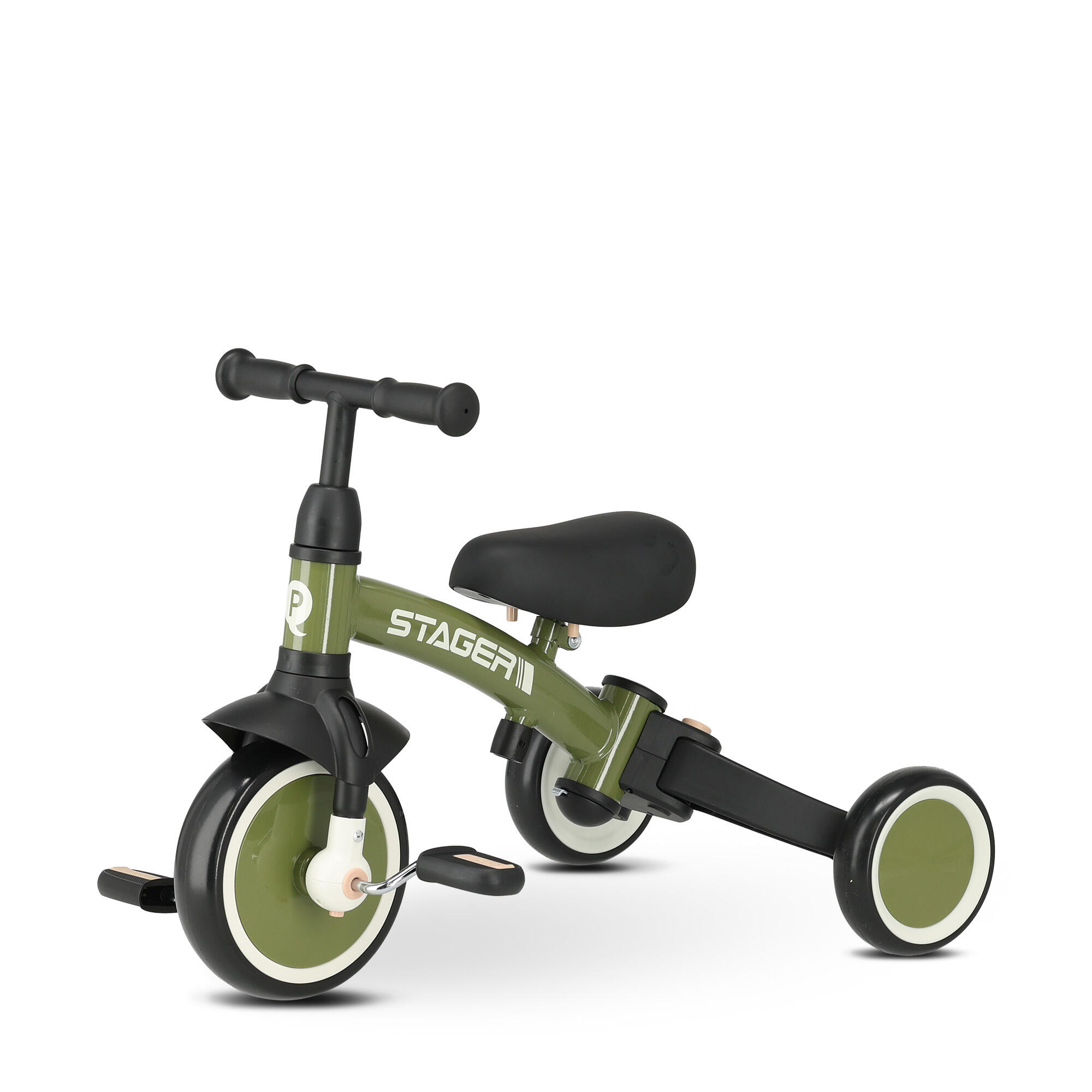 Tricycle Qplay Stager avec Barre Parentale - Tricycle Évolutif 3-en-1 - Vert 7/10