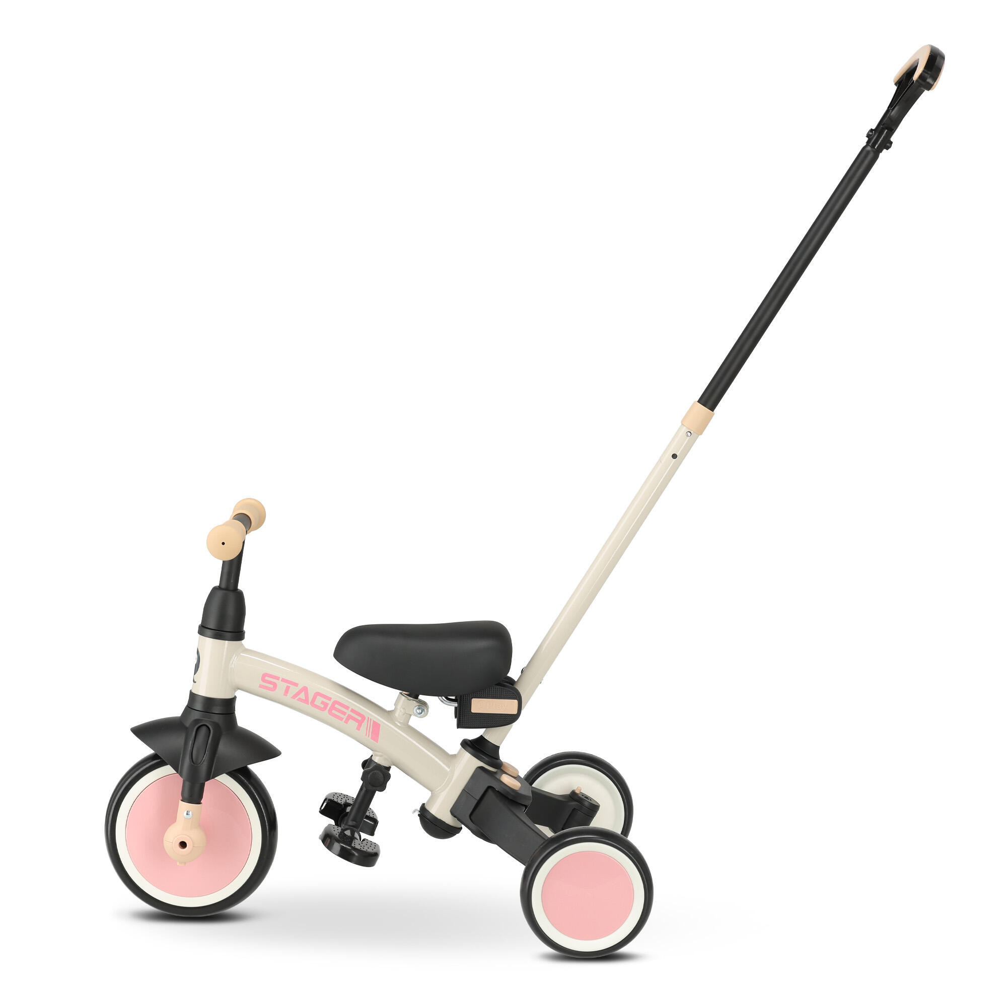 Tricycle Qplay Stager avec Barre Parentale - Tricycle Évolutif 3-en-1 - Rose 2/10