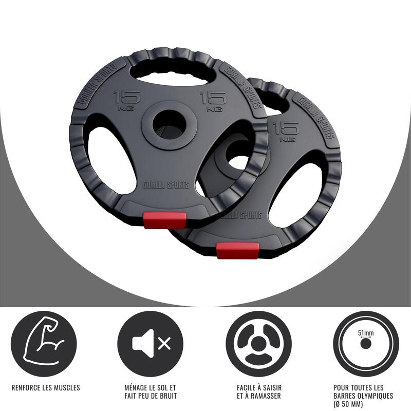 Set discuri Olimpice cu Grip 30 kg - 2 x 15 kg 50/51mm