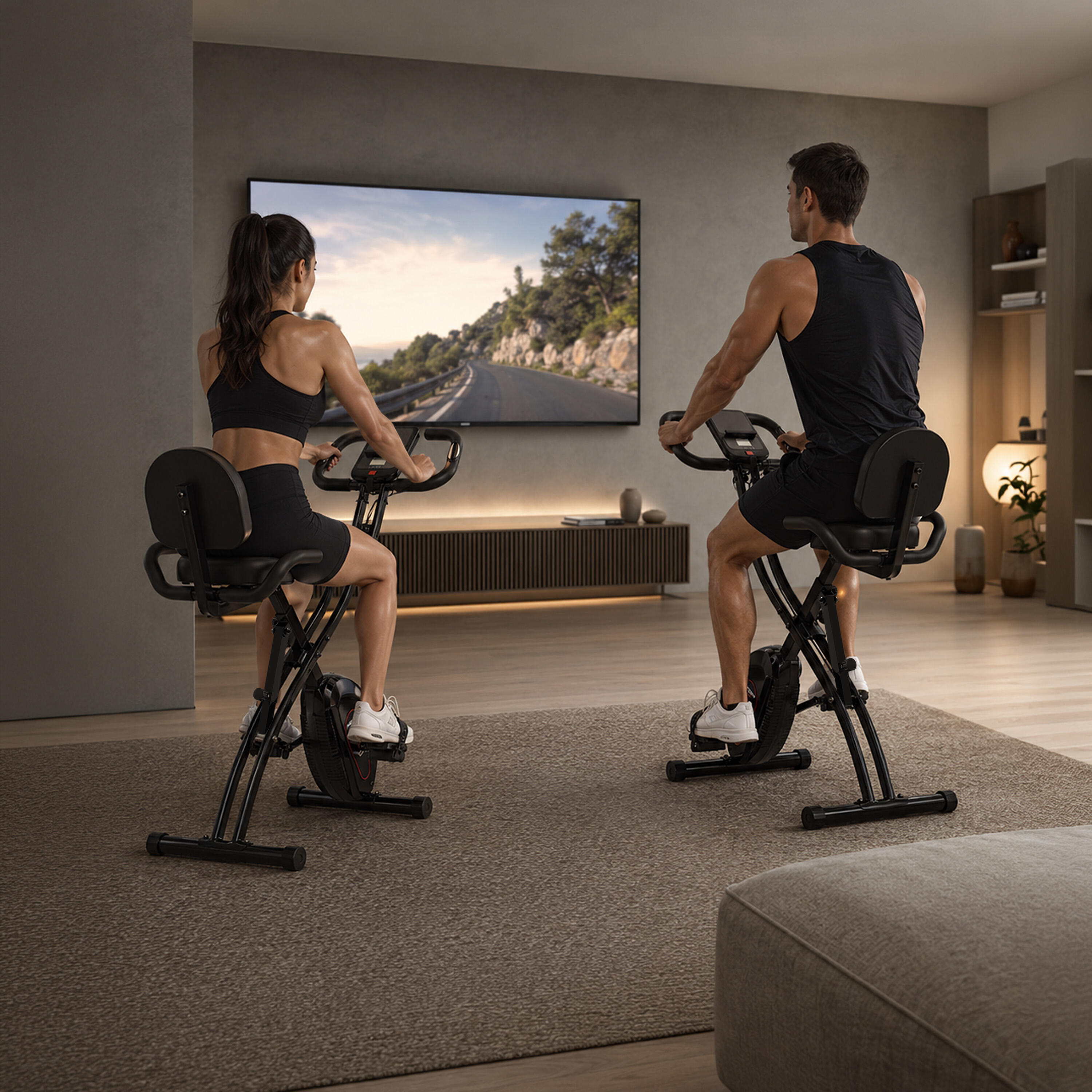 Vélo d'appartement pliant avec 8 niveaux de résistance et cardiofréquencemètre 7/11