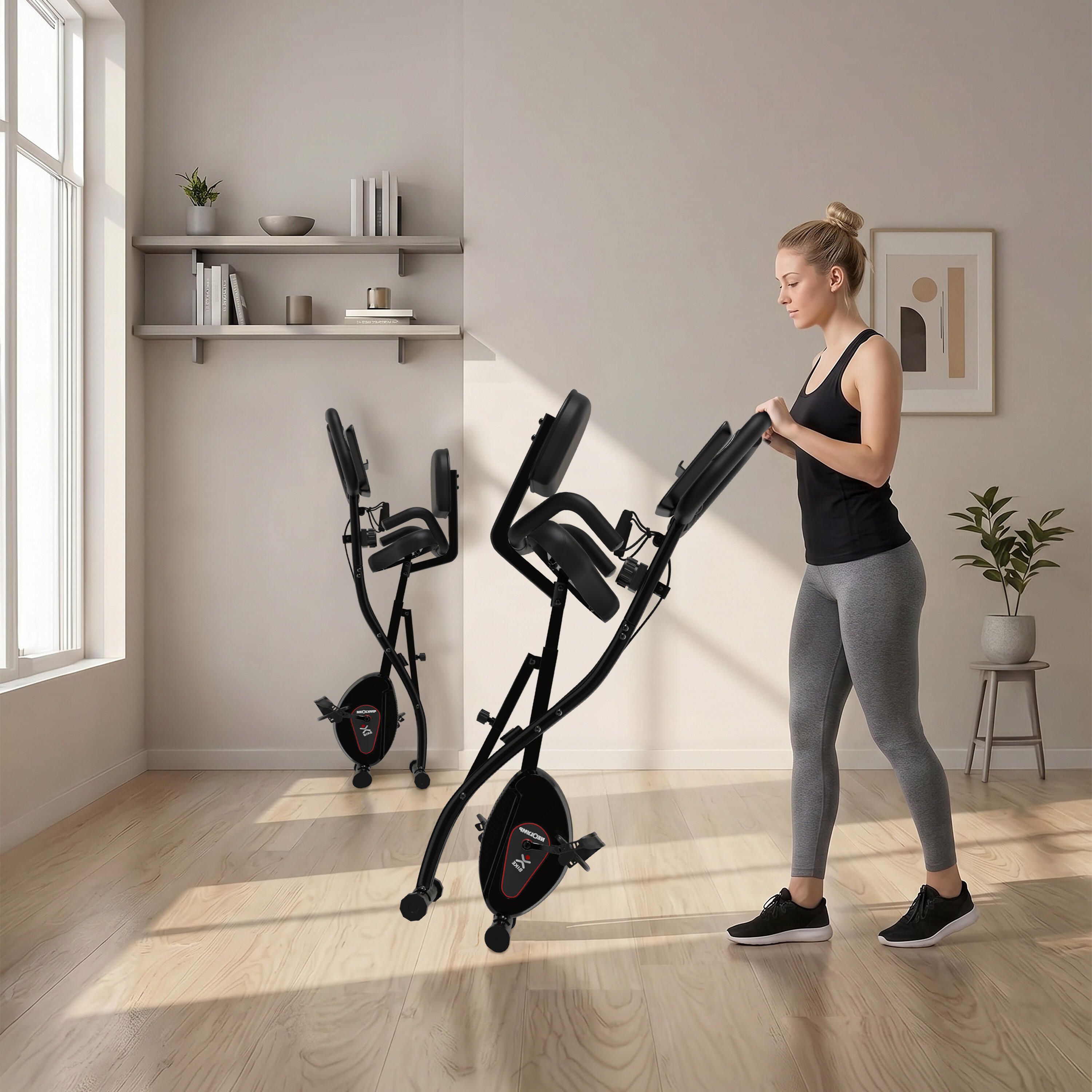 Vélo d'appartement pliant avec 8 niveaux de résistance et cardiofréquencemètre 5/11
