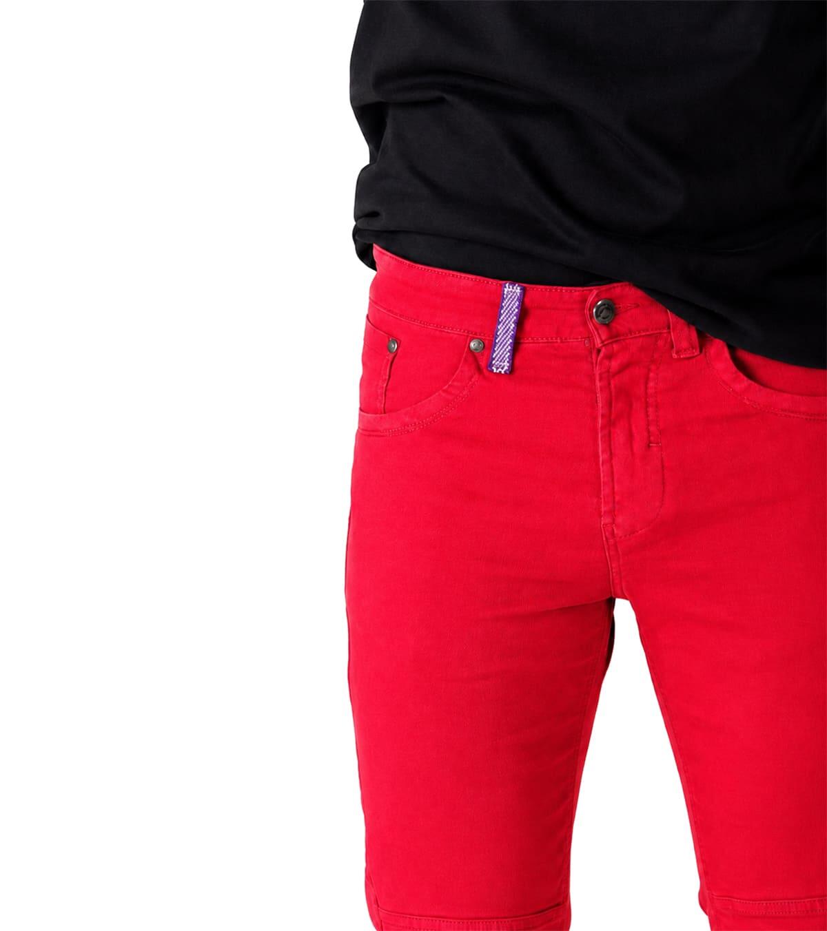 Pantalón Vaquero de Escalada y Montaña Ligero y Elástico Pinto Hombre Rojo 3/5