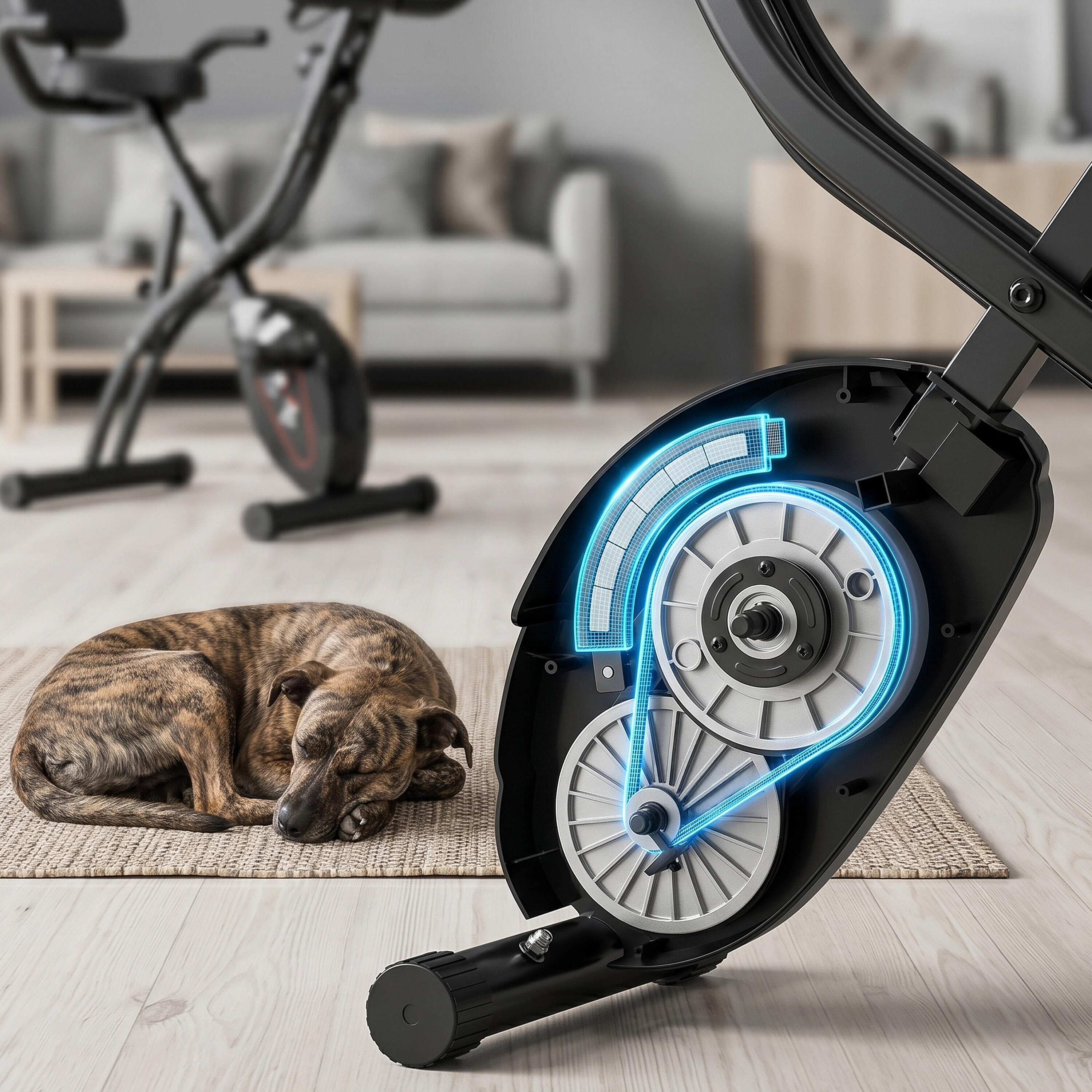 Vélo d'appartement pliant avec 8 niveaux de résistance et cardiofréquencemètre 3/11