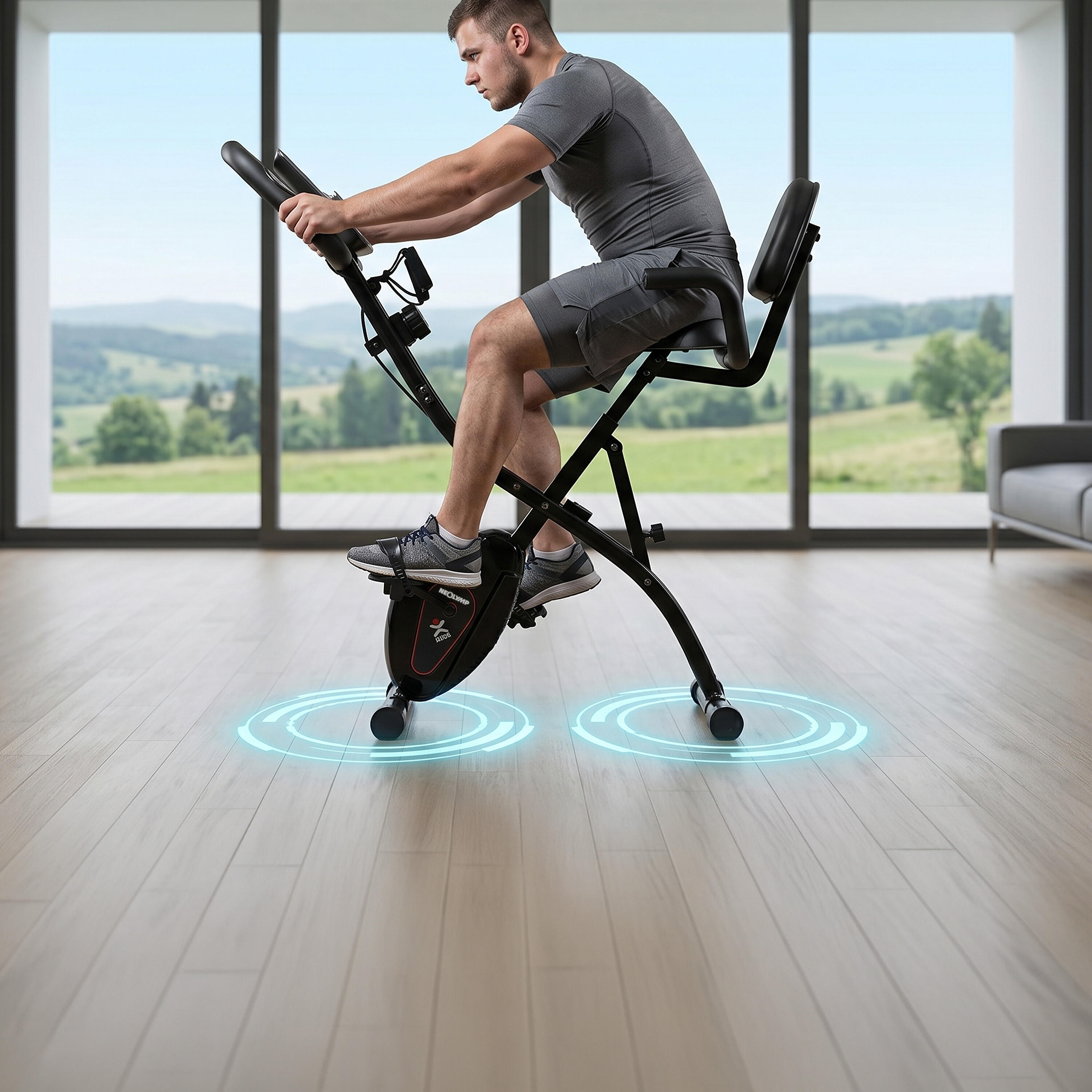 Vélo d'appartement pliant avec 8 niveaux de résistance et cardiofréquencemètre 2/11