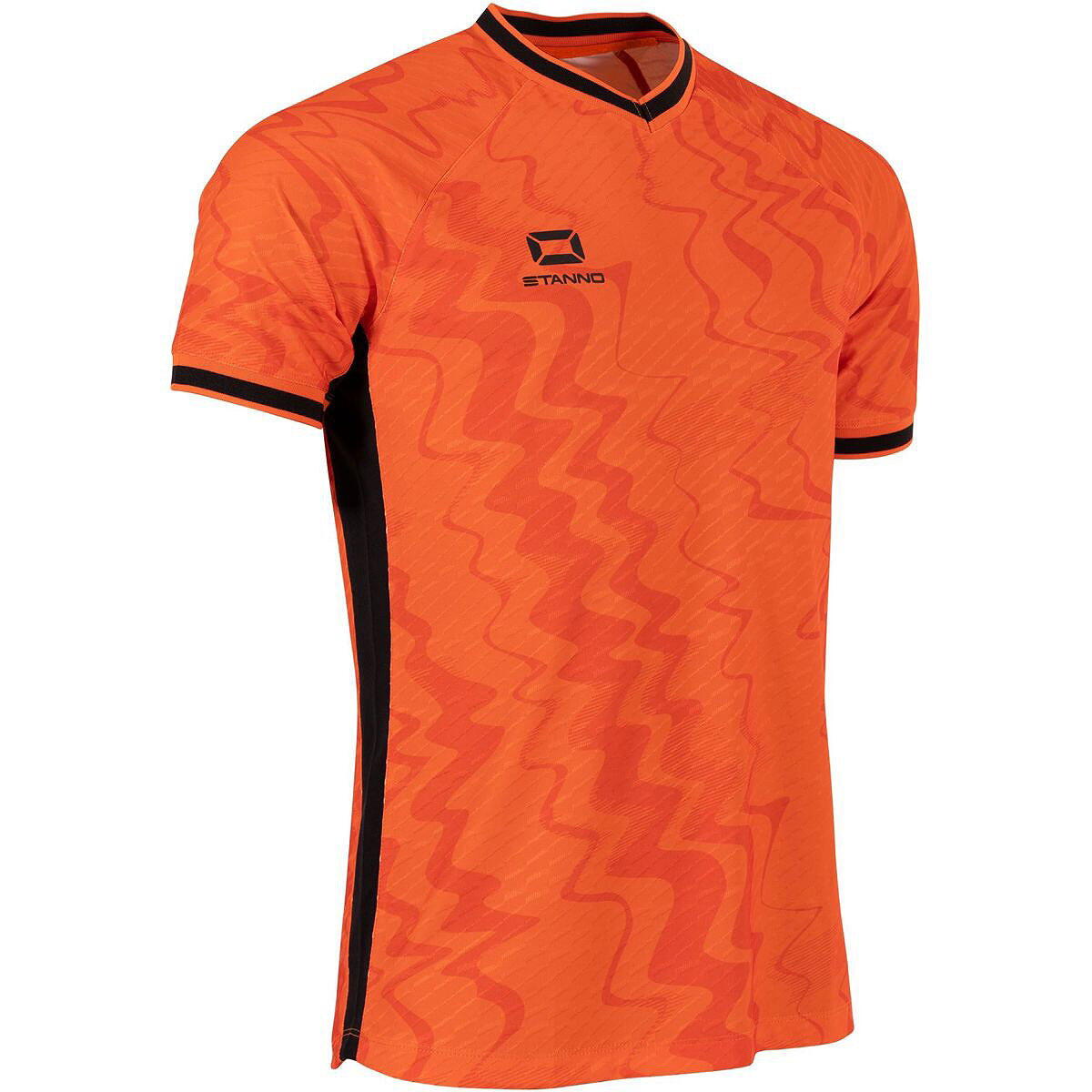 Stanno Wave Shirt Korte Mouw Heren - Oranje/Zwart 3/5
