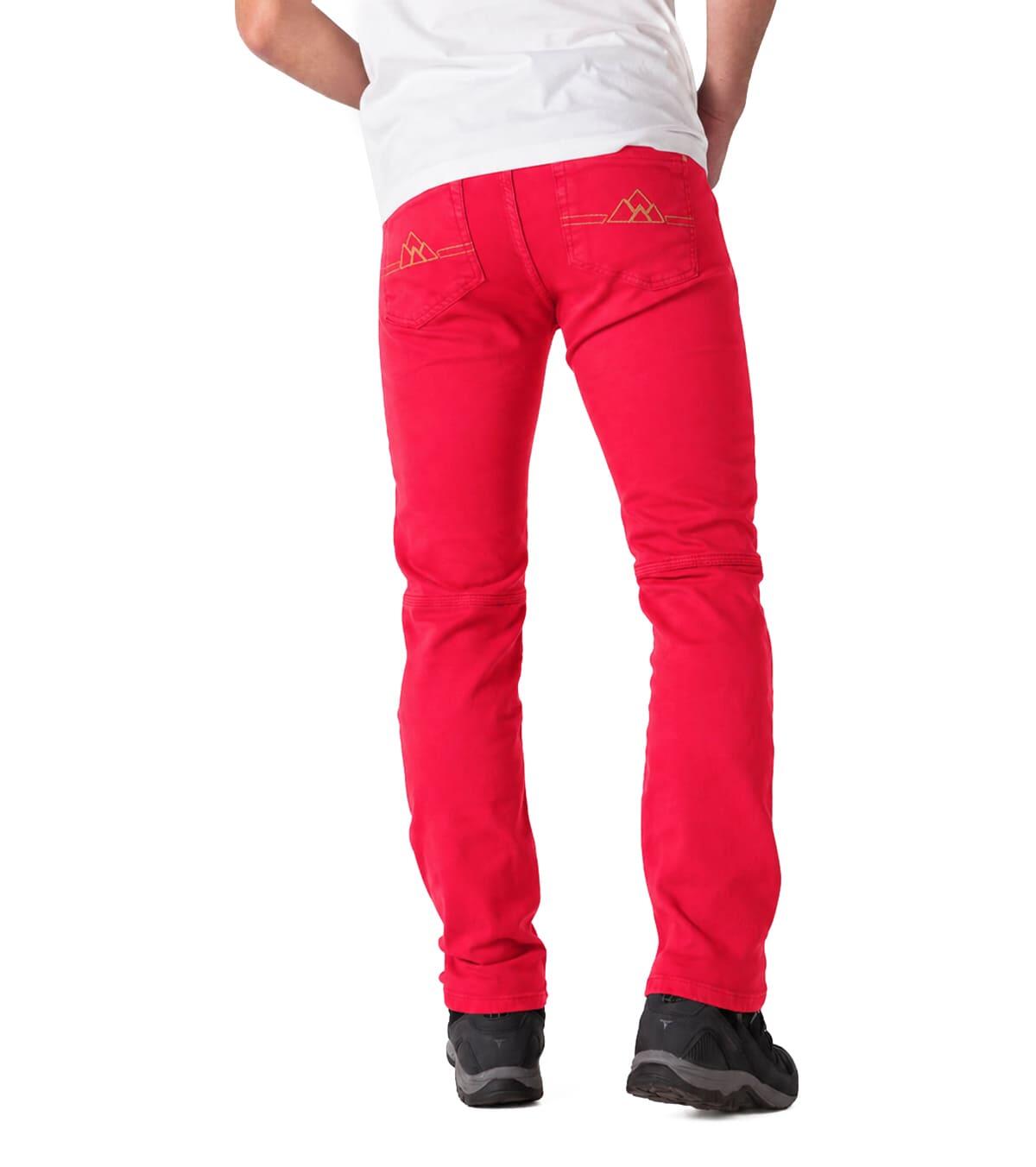 Pantalón Vaquero de Escalada y Montaña Ligero y Elástico Pinto Hombre Rojo 2/5
