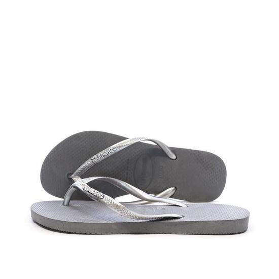 Havaianas Slim Logo Zehentrenner für Damen Grau