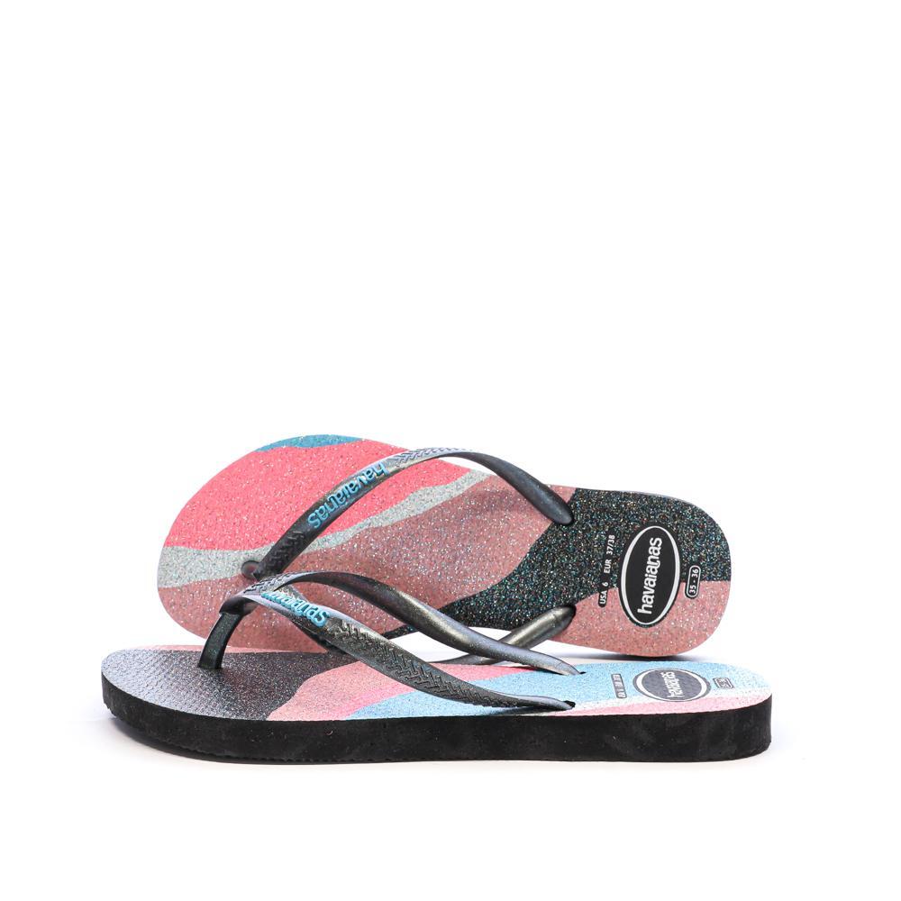 Havaianas Women's Slim Palette Glow Black/Pink Flip Flops