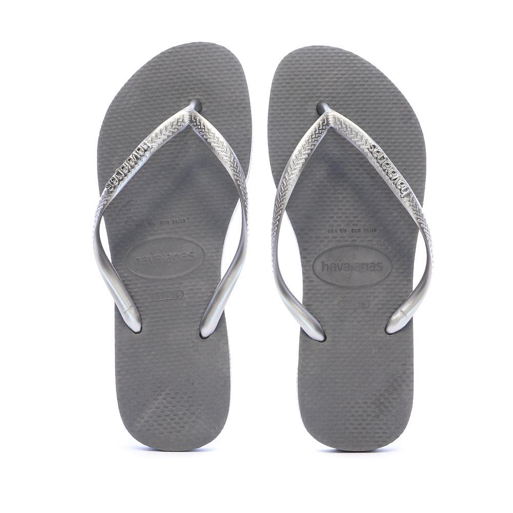Tongs Gris Femme Havaianas Slim Logo Infradito 4/4