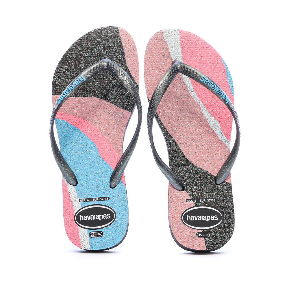 Havaianas Slim Palette Glow Zehentrenner für Damen Schwarz/Rosa 4/4