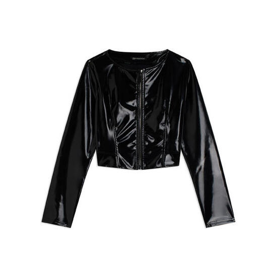 Veste courte coupe classique pour femmes avec finition brillante