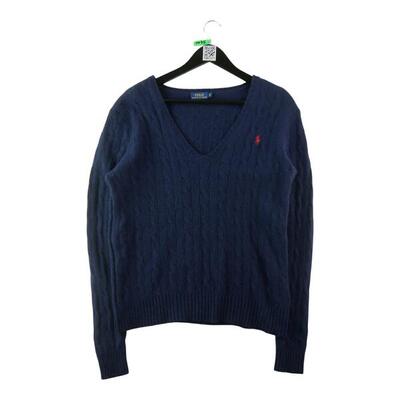 Tweedehands - dames v-hals trui marine polo ralph lauren - zeer goede staat