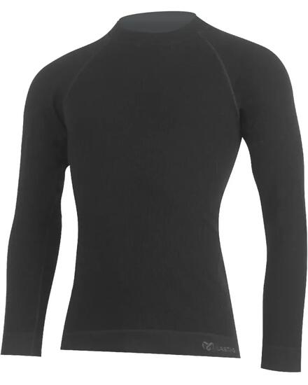Maillot homme vélo manches longues mérinos sans couture noir