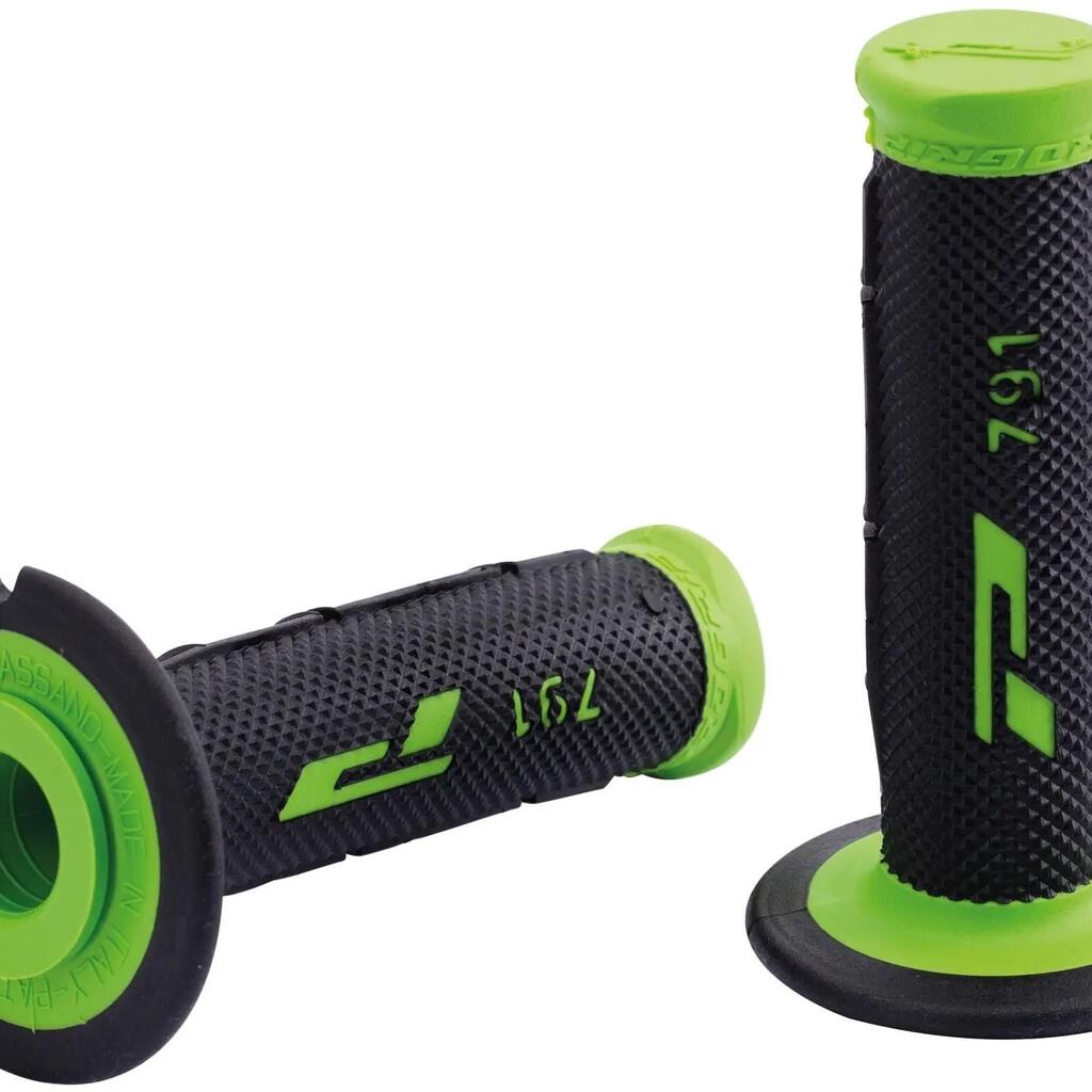 PROGRIP 791 Rubber Handlebar Grips, 115 mm, Closed End, Green/Black.
