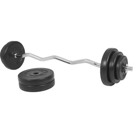KIT HALTÈRE 35KG AVEC BARRE CURL + DISQUES PLASTIQUE | MUSCULATION | 30MM/31MM