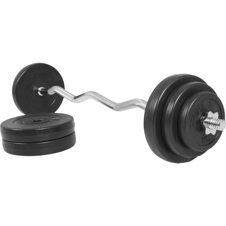 KIT HALTÈRE 35KG AVEC BARRE CURL + DISQUES PLASTIQUE | MUSCULATION | 30MM/31MM 2/6
