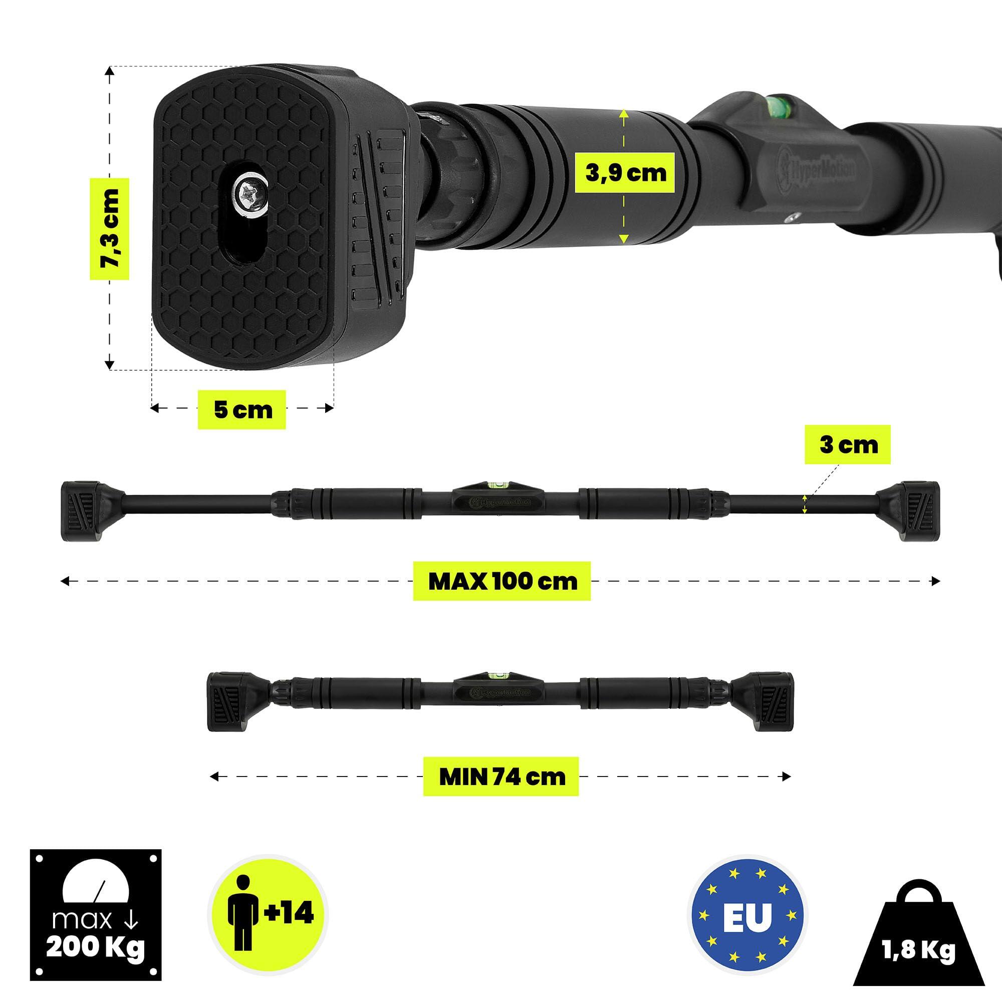 Barra de tracción - fitness - regulable 74-100 cm, 200 kg - negro 6/9