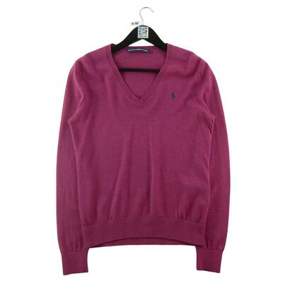 Tweedehands - dames v-hals trui polo ralph lauren violet - als nieuw