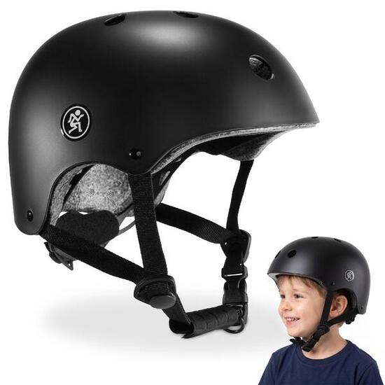 Kinderhelm - fiets, step - licht, geventileerd - zwart