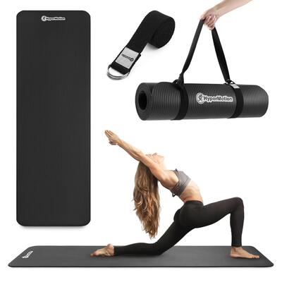 Yogamat en fitnessmat – vrije tijd – effen – nbr 8 mm – zwart