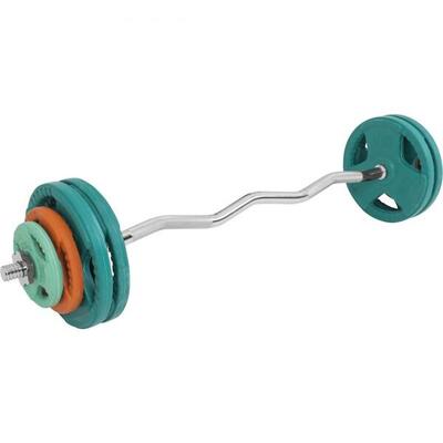 Ez-curlset 35 kg - gietijzer - rubber coating - halter met gewichten - 30 mm
