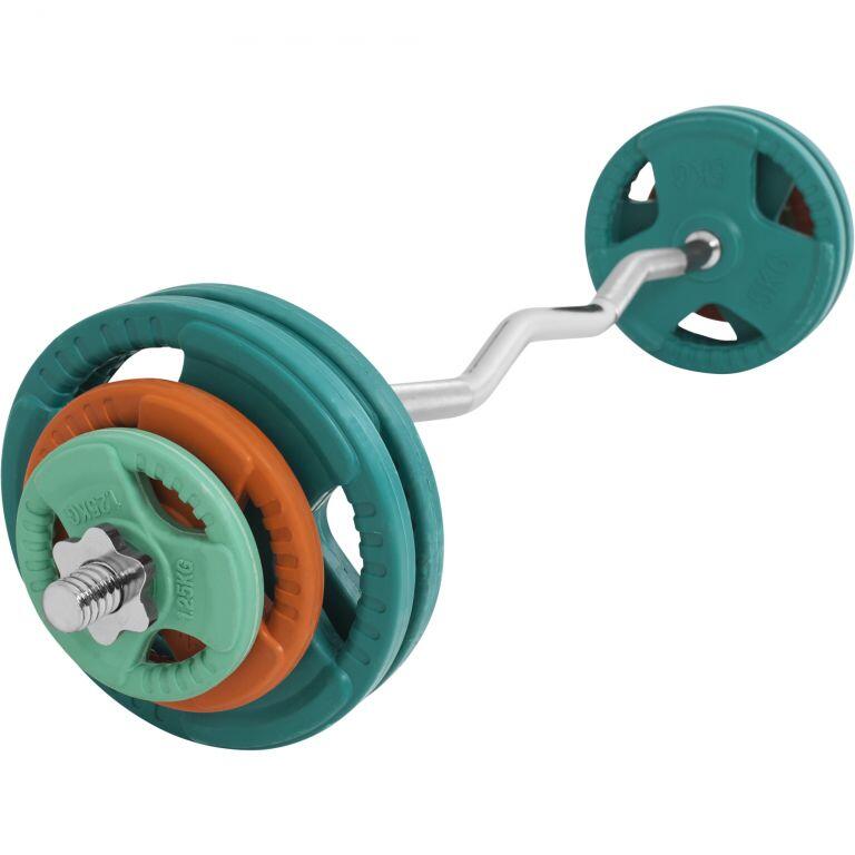 KIT 35KG AVEC POIDS EN CAOUTCHOUC GRIP ET BARRE CURL | DIAMETRE 30/31MM | MUSCUL 3/6