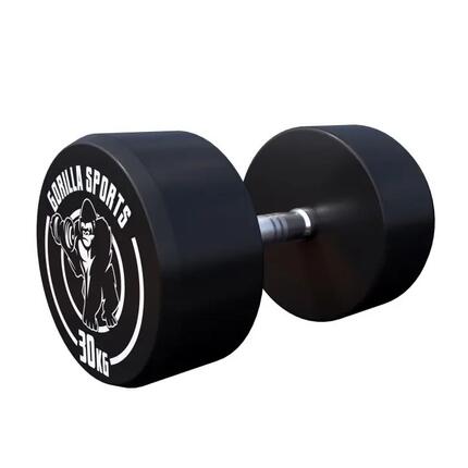 Hantla stała 30 kg żeliwna gumowana profesjonalna Gorilla Sports