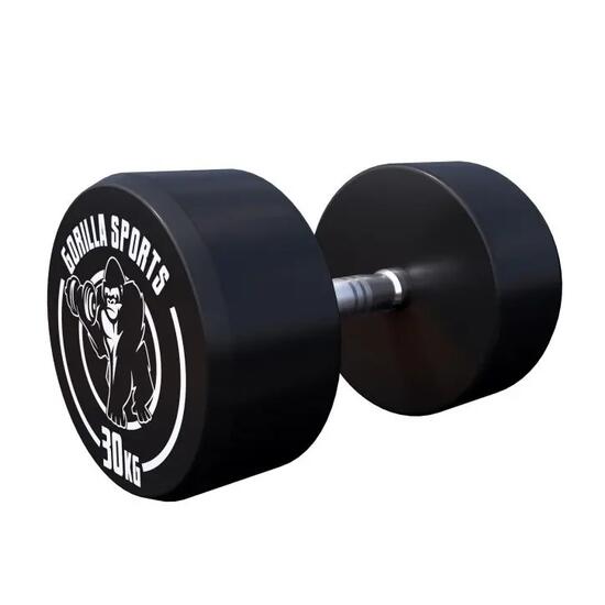 Hantla stała 30 kg żeliwna gumowana profesjonalna Gorilla Sports