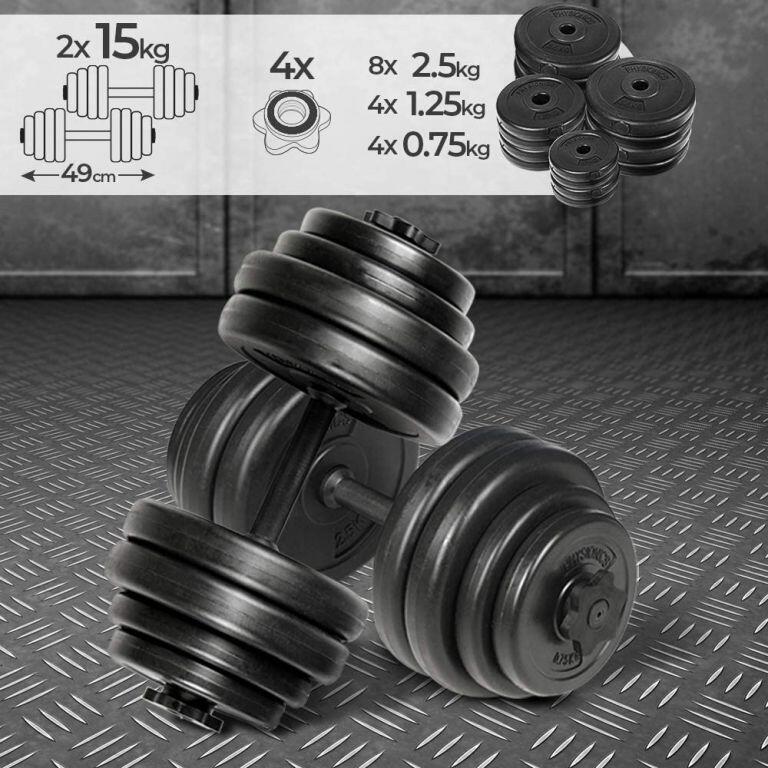 Lot de 2 haltères courts - 30kg 5/7