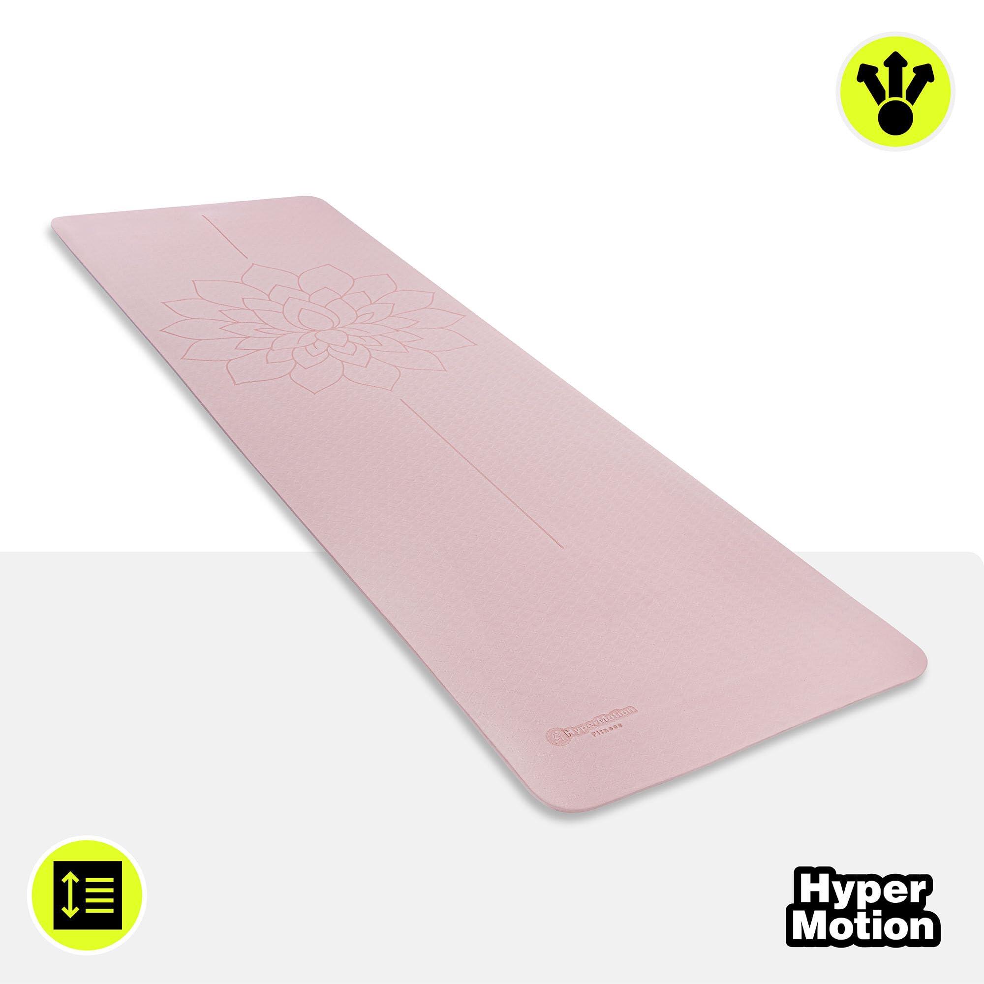 Tapete de yoga - Fitness - unissex - TPE 6 mm, linha de alinhamento, rosa. 9/10