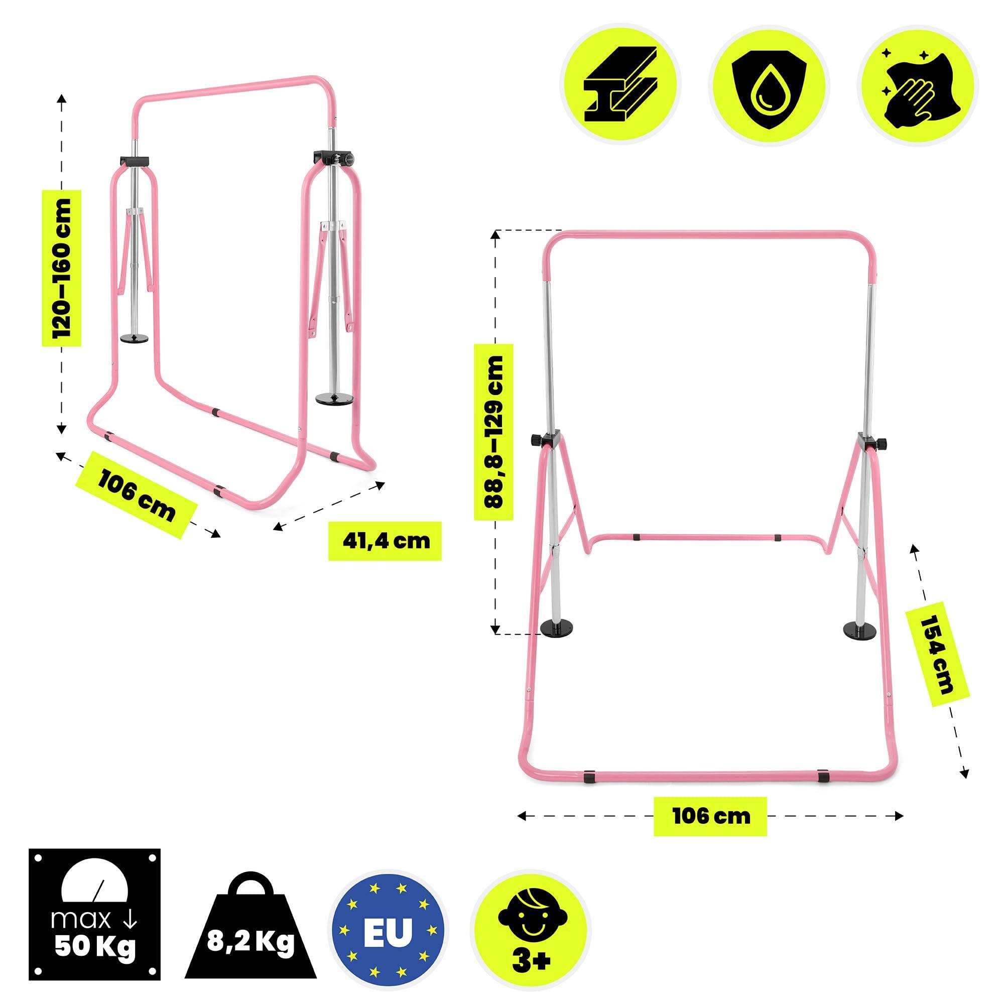 Turnbalk – unisex – instelbaar 88-129 cm, inklapbaar – roze 8/9