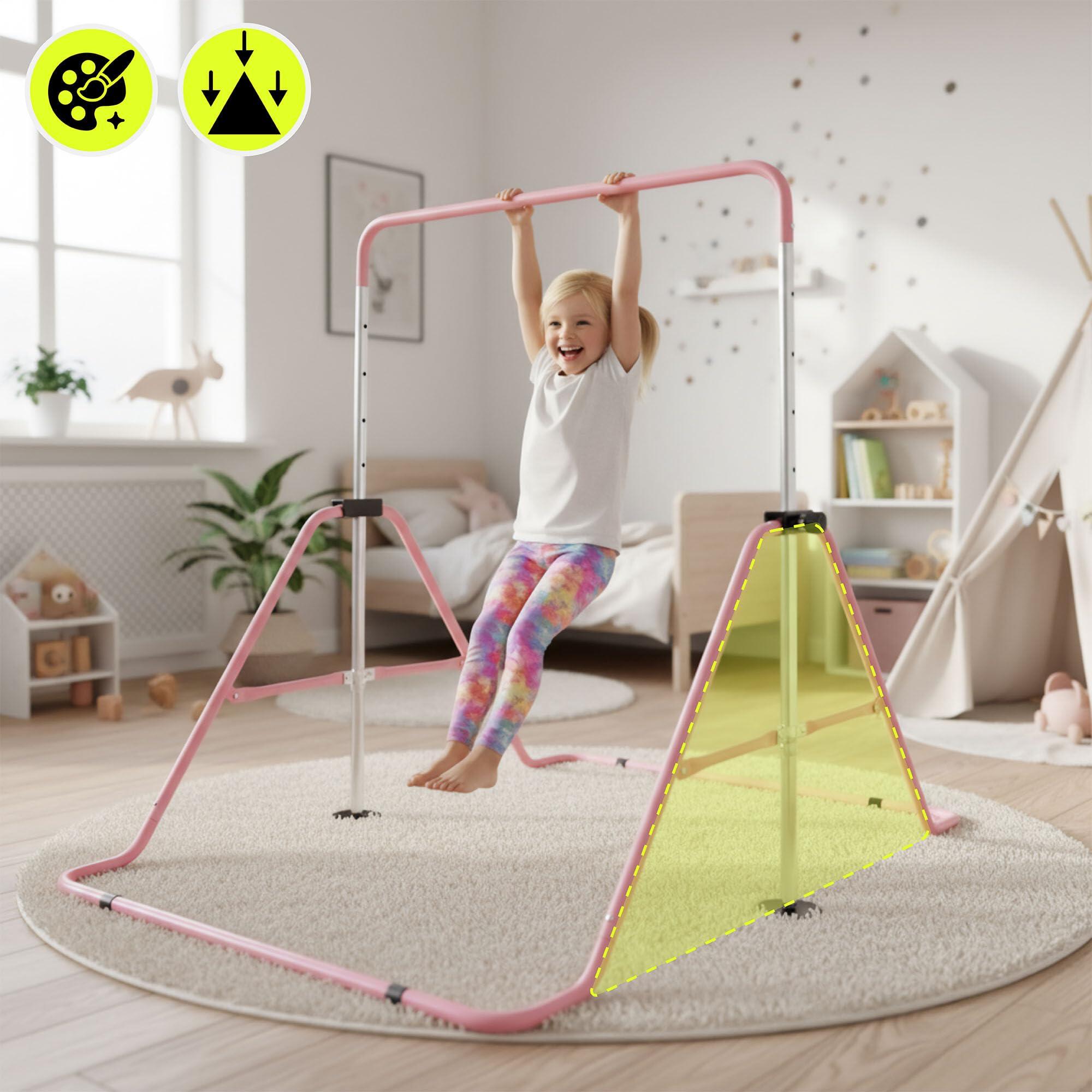 Turnbalk – unisex – instelbaar 88-129 cm, inklapbaar – roze 7/9