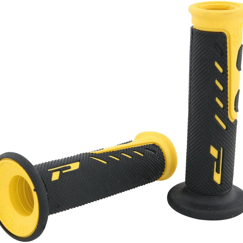 PROGRIP 725 Rubber Handlebar Grip — 122 mm, Open End, Yellow/Black.