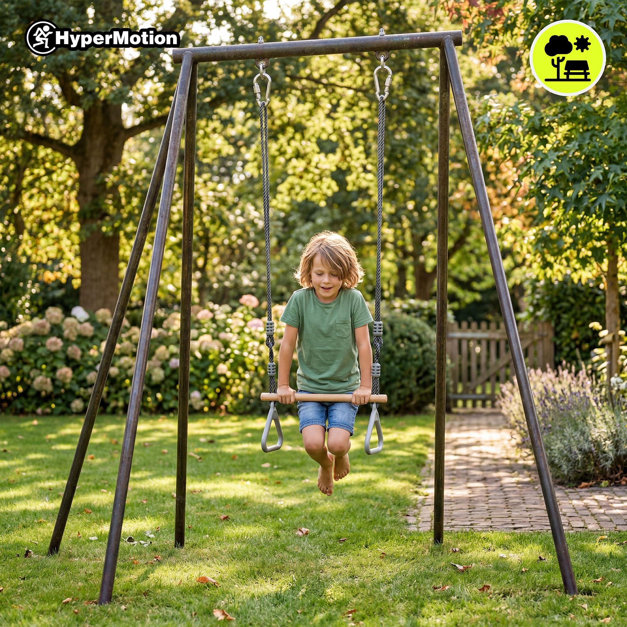 Turntrapez - unisex - houten balk, ringen - grijs 3/9